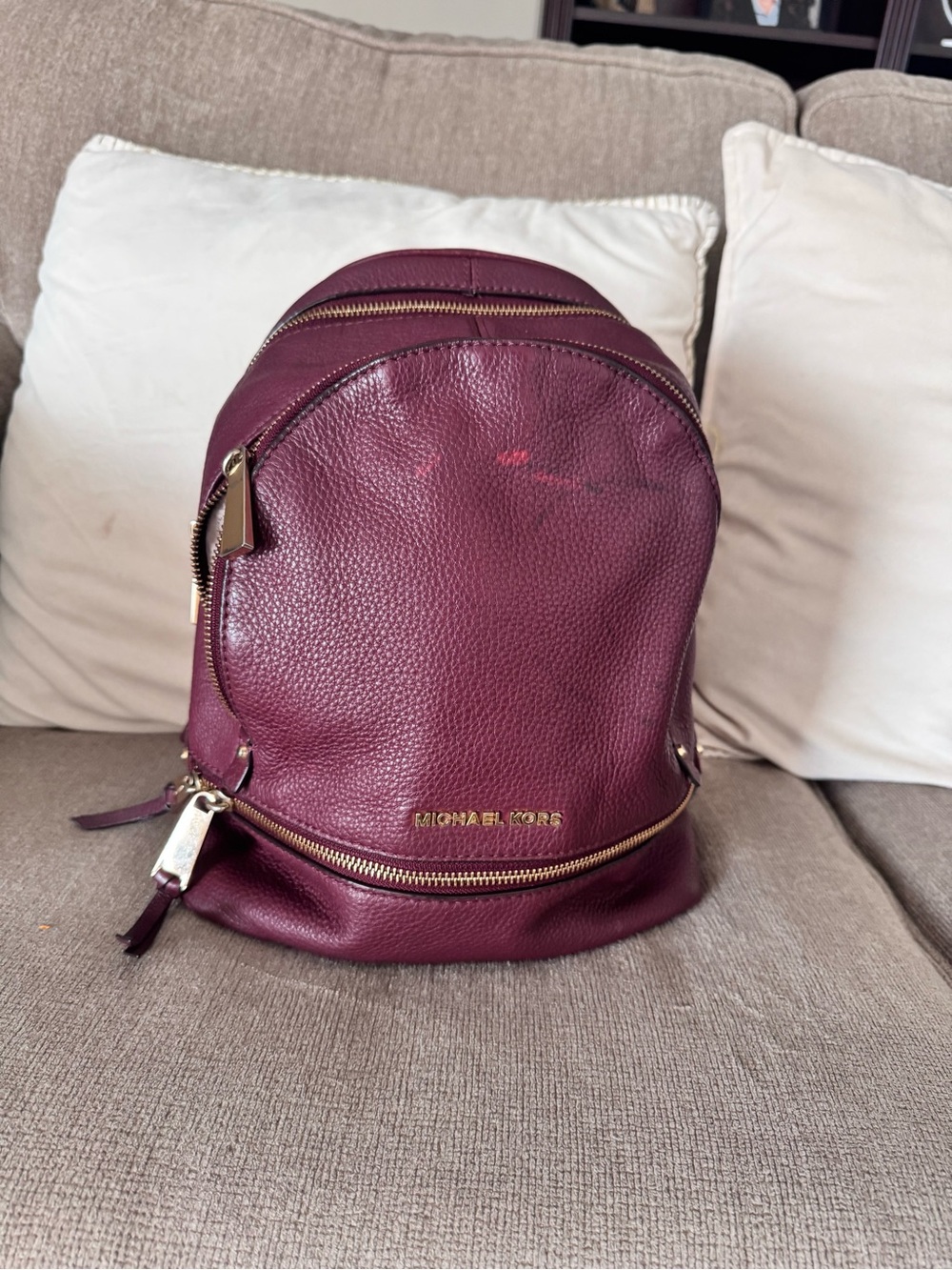 MICHAEL KORS Plum Leather Medium Backpack